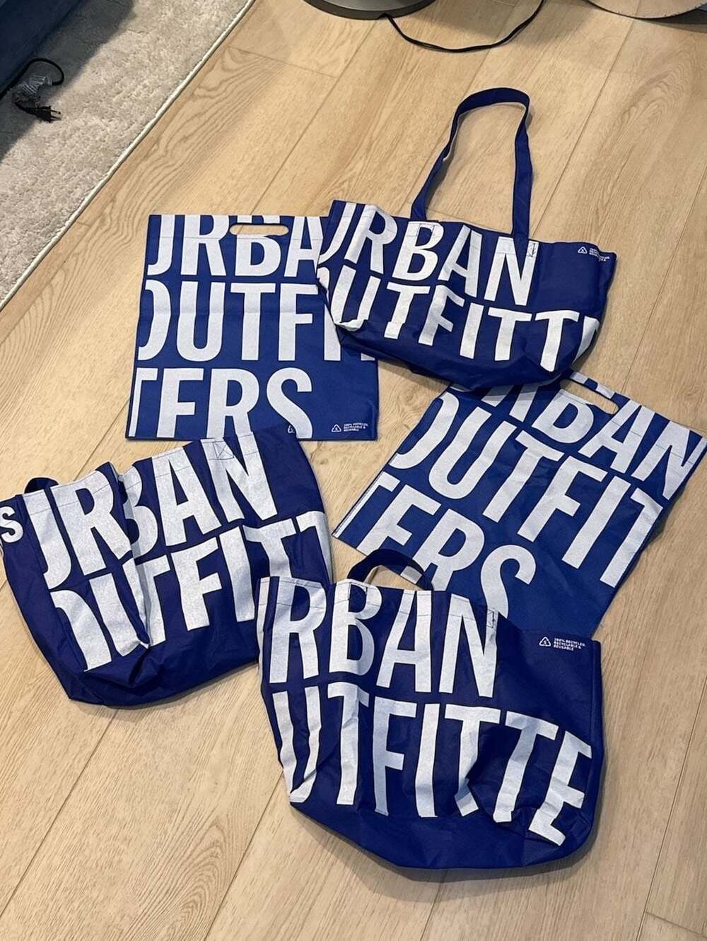 Urban Outfitters Blue Reusable Grocery Shopping Tote Bag Lot of 5